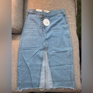 Umgee Blue Button-Front Denim Skirt